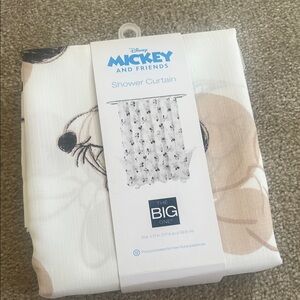Disney Mickey and Friends White and Brown Shower Curtain